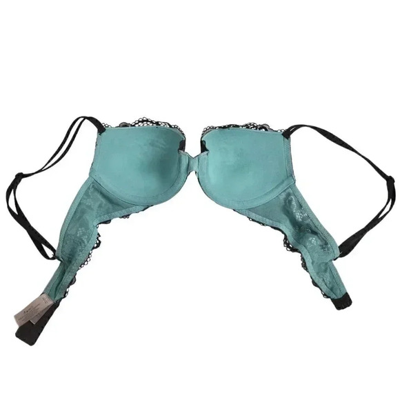 Victoria's Secret Black Teal Lace Lined Demi Bra Size 32B - Picture 5 of 8